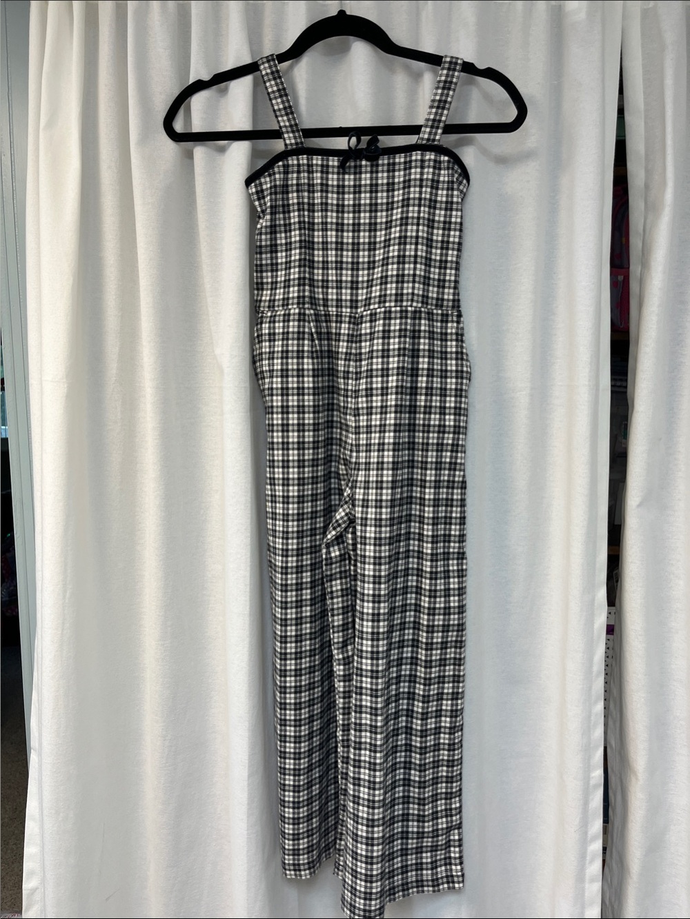 abercrombie kids Black and White Plaid Jumpsuit